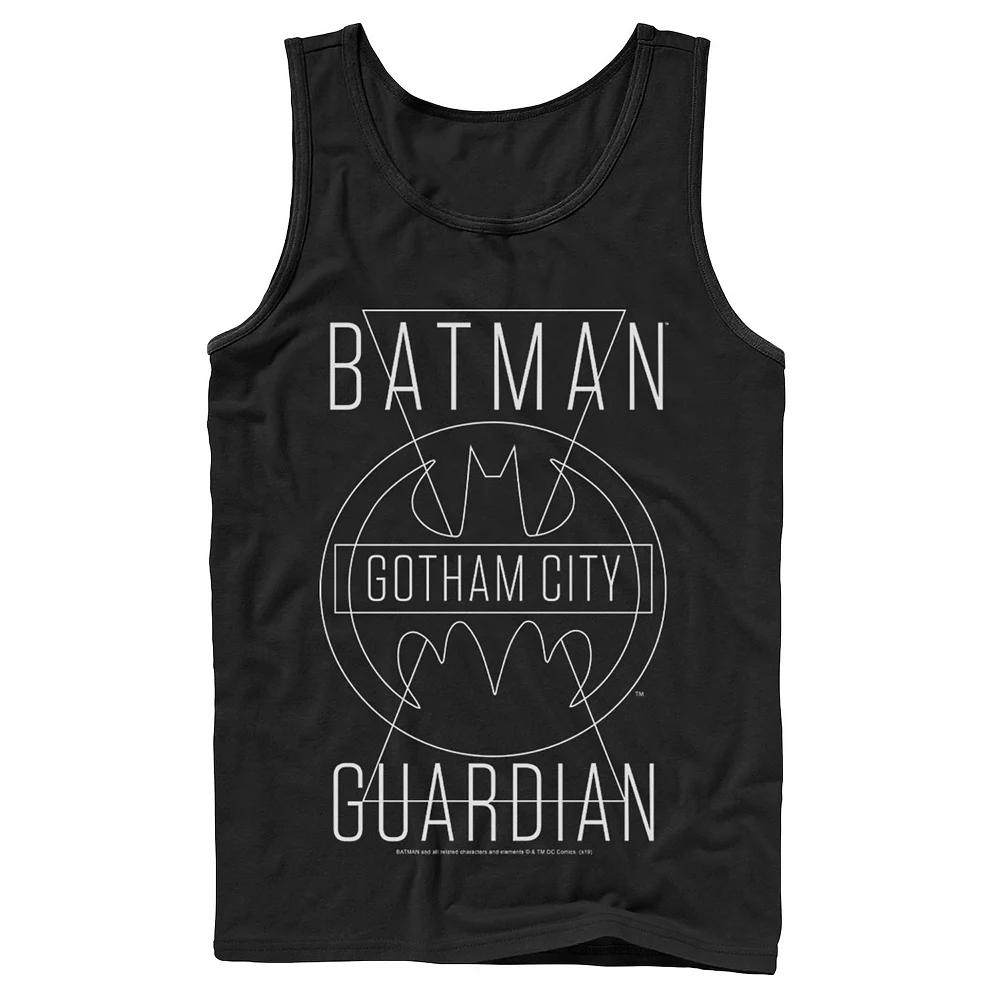 Mens DC Comics Batman Gotham City Guardian Text Poster Tank Top Blue Product Image