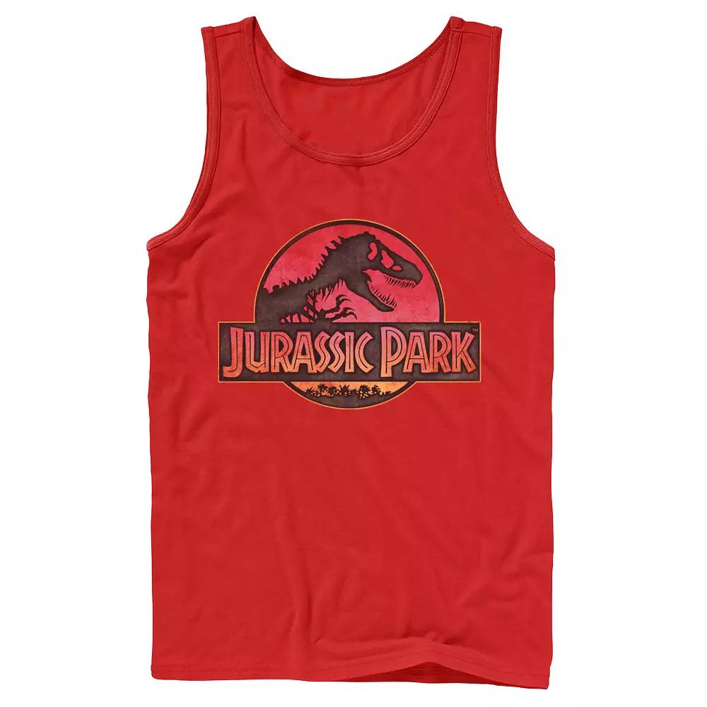 Men's Jurassic Park Neon Sign Fossil Logo Tank Top,  Product Image