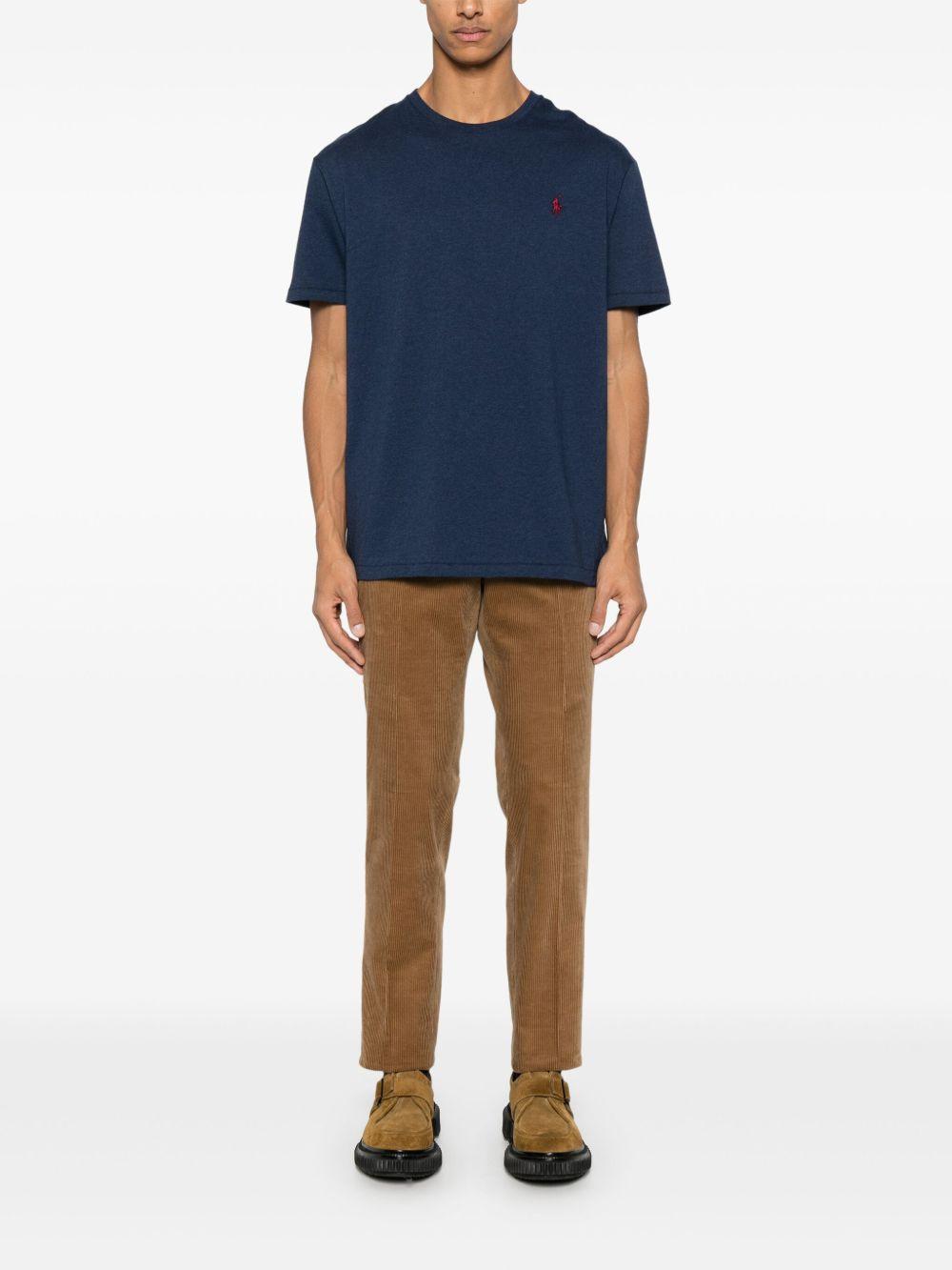 POLO RALPH LAUREN Slim-fit Logo-embroidered Cotton-jersey T-shirt In Navy Product Image