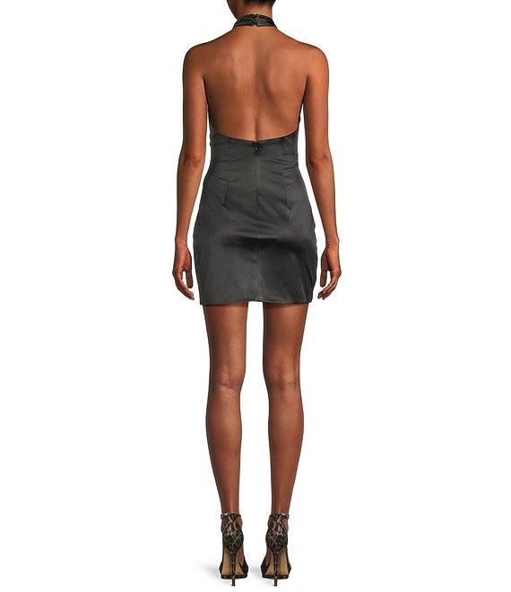 GB Social Halter Neck Satin Mini Dress Product Image