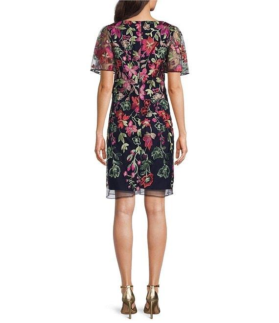 Jessica Howard Floral Embroidered Mesh Sheath Dress Product Image