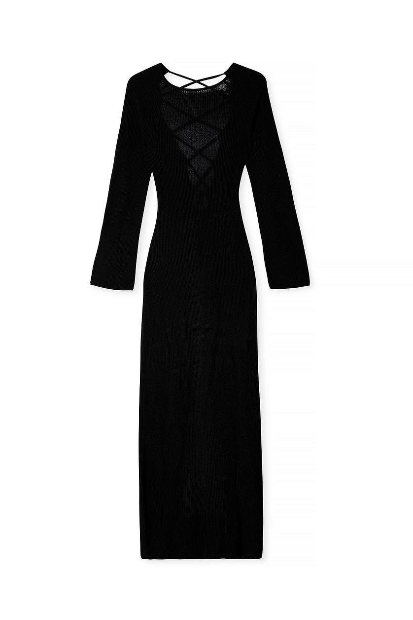 Open Back Lace Detail Knitted Maxi Dress Product Image