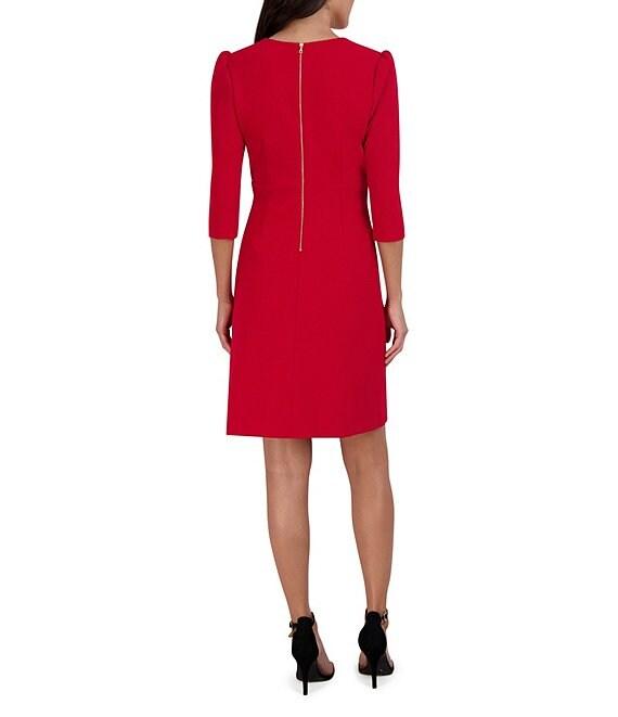 Julia Jordan Pleated Surplice V-Neck 3/4 Sleeve Ruffled Front Dress Product Image