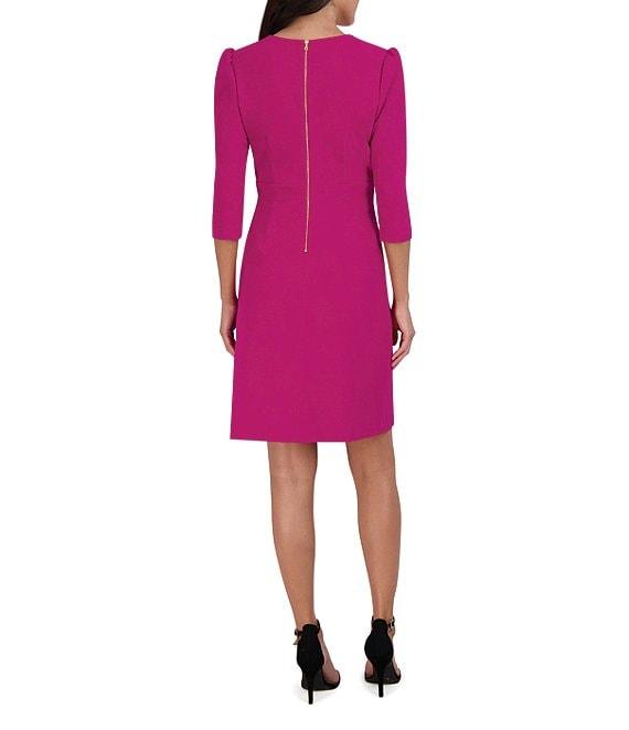 Julia Jordan Pleated Surplice V-Neck 3/4 Sleeve Ruffled Front Dress Product Image
