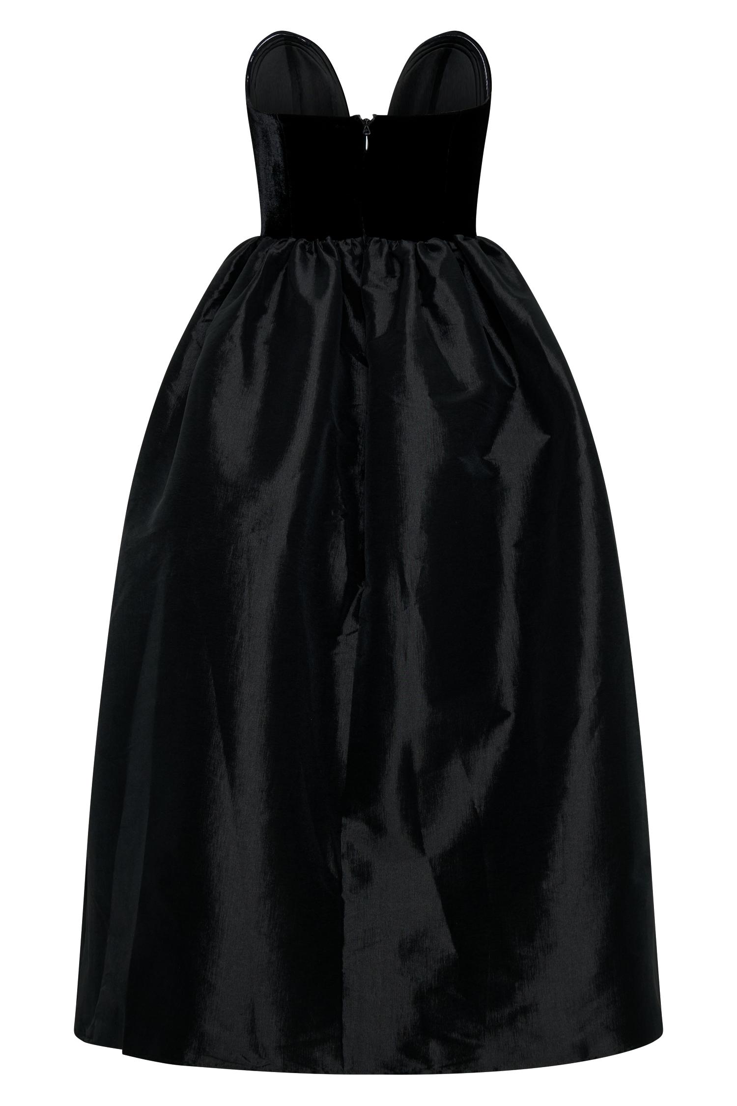 Flora Strapless Velvet Midi Dress - Black Product Image