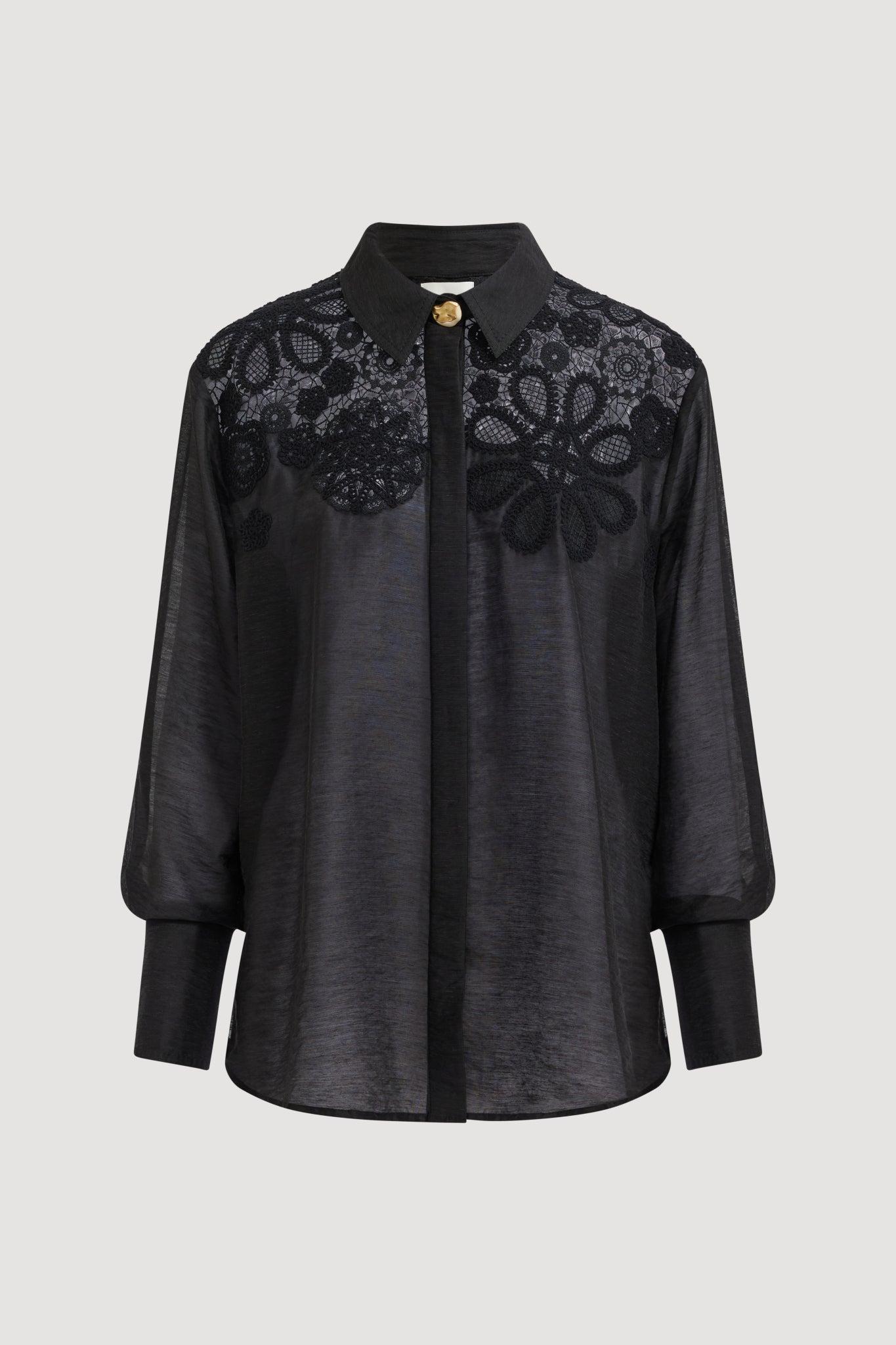 Gia Embroidered Shirt-BLACK / 4 Product Image