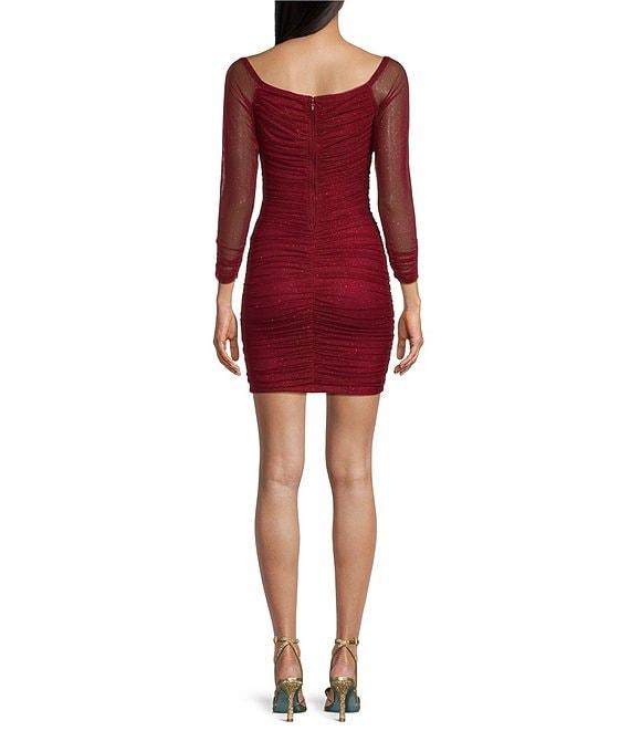 Pear Culture Long Sleeve Glitter Power Mesh Dress Product Image