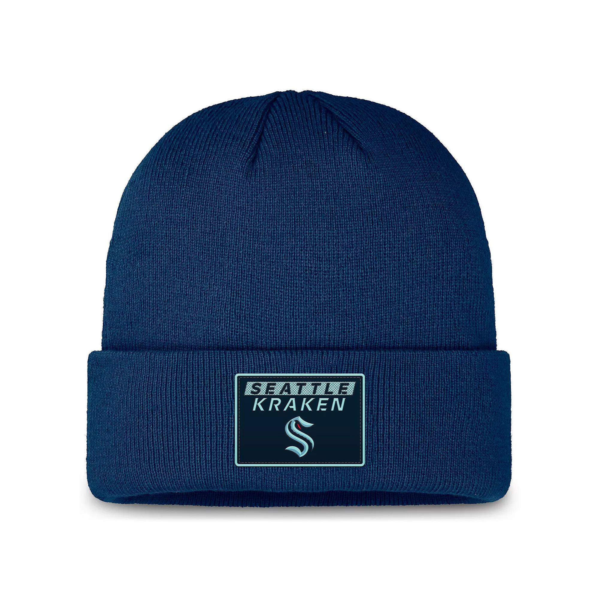 Men's Fanatics Deep Sea Blue Seattle Kraken Authentic Pro Cuffed Knit Hat, Krk Blue Product Image