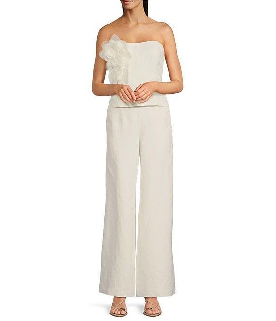 Muse by Marchesa Zinnia Strapless Applique Linen Blend Blouse Product Image