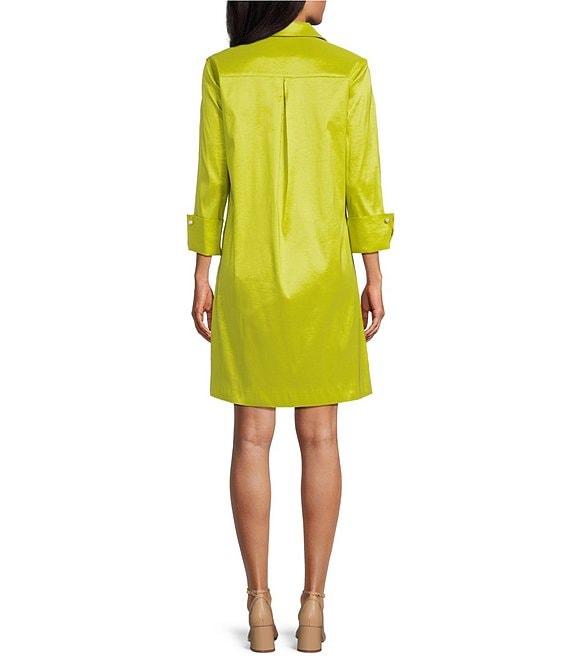 Preston & York Thea Taffeta 3/4 Sleeve Point Collar Dress Product Image