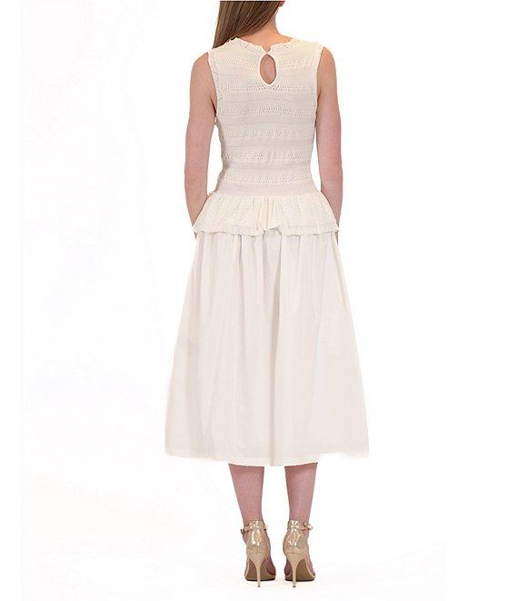 Julia Jordan Crochet Top Sleeveless Mixed Media Fit & Flare Midi Dress Product Image