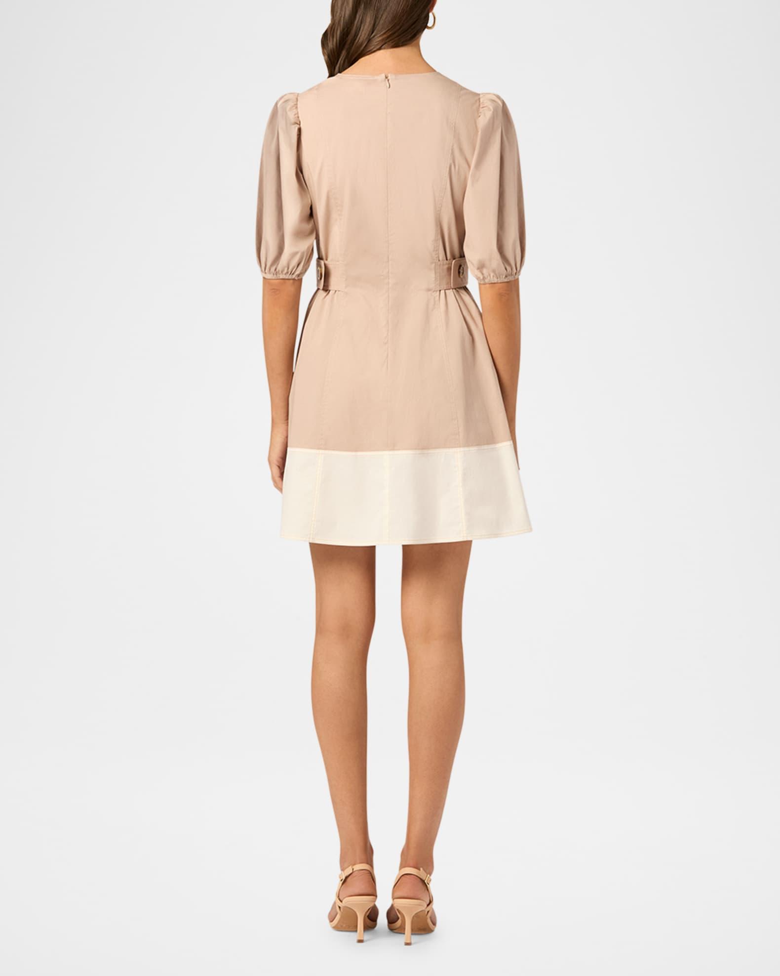 Royce Puff-Sleeve Colorblock Mini Dress Product Image