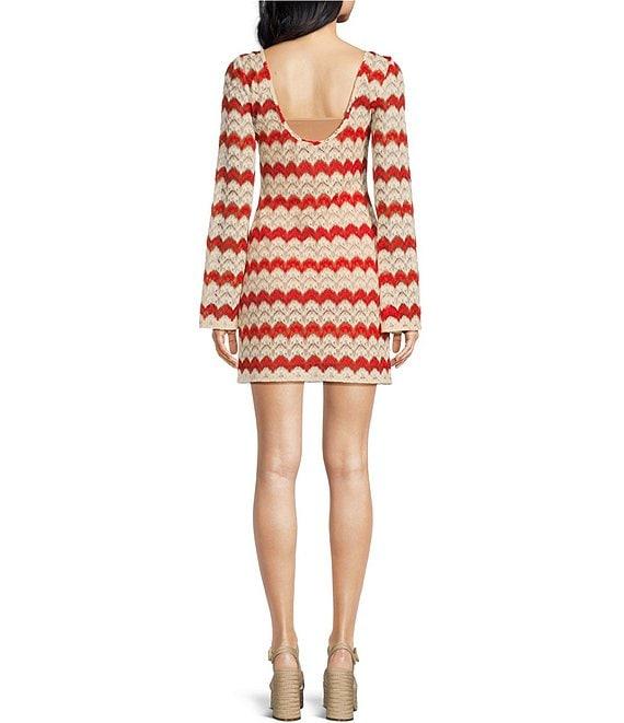 Chelsea & Violet Leia Woven Stripe Boat Neck Long Sleeve Dress Product Image
