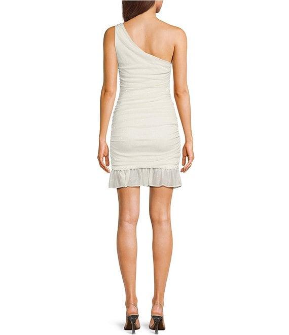 Jump Glitter One Shoulder Ruffle Hem Dress Product Image