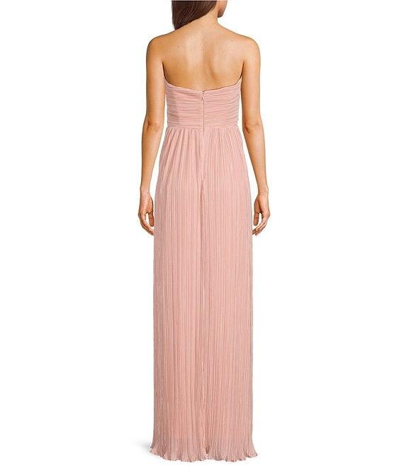 Lulus Majestic Strapless Cut-out Satin Plisse Long Dress Product Image