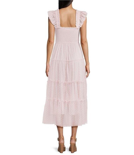 Blu Pepper Lace Square Neck Sleeveless Tiered Midi Dress Product Image