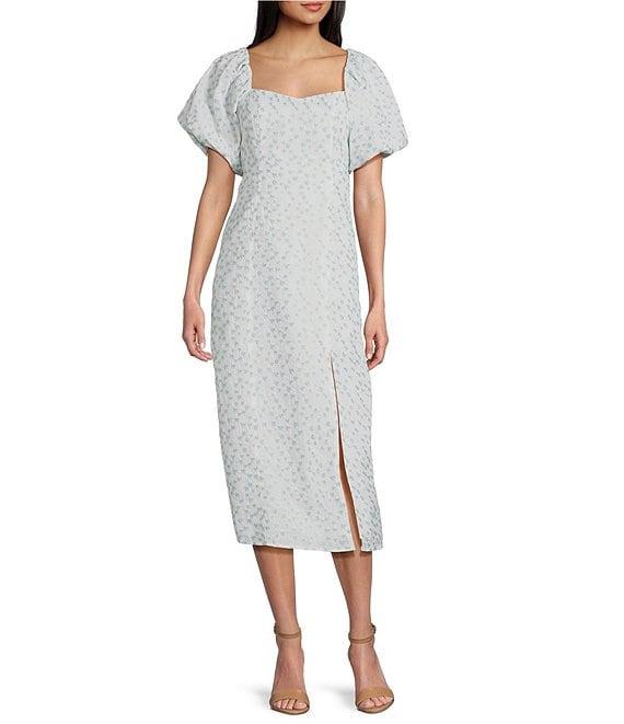 GB Embroidered Floral Print Midi Dress Product Image