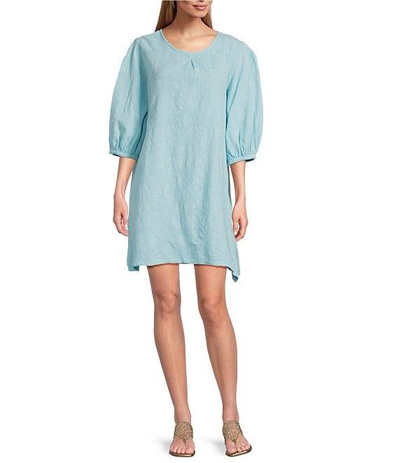 Bryn Walker Lucien Floral Cotton Jacquard Round Neck 3/4 Sleeve Balloon Dress Product Image