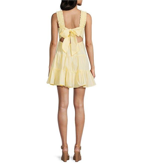 Dee Elly Floral Print Square Neck Short Puff Sleeve Dress Product Image