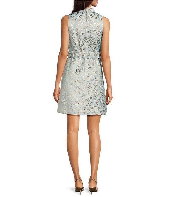 Lilly Pulitzer Tazie Ditsy Daisy Metallic Brocade Collar Neck Sleeveless Fit-And-Flare Dress Product Image