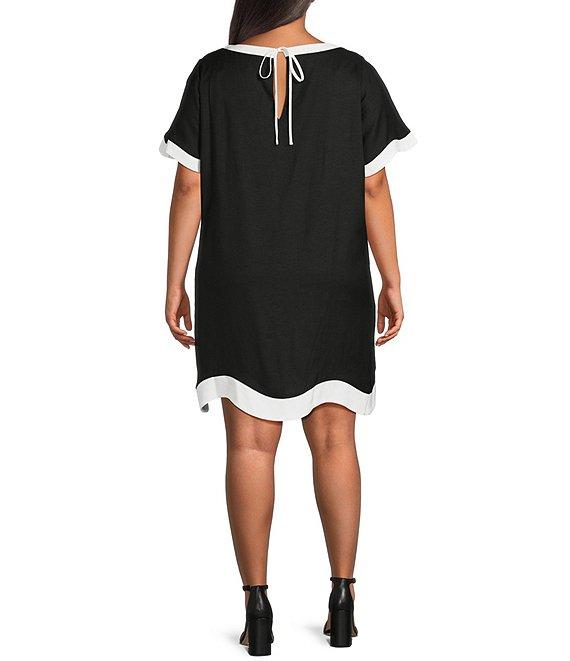 Sugarlips Plus Short Sleeve Linen Trim Textured Dress Product Image