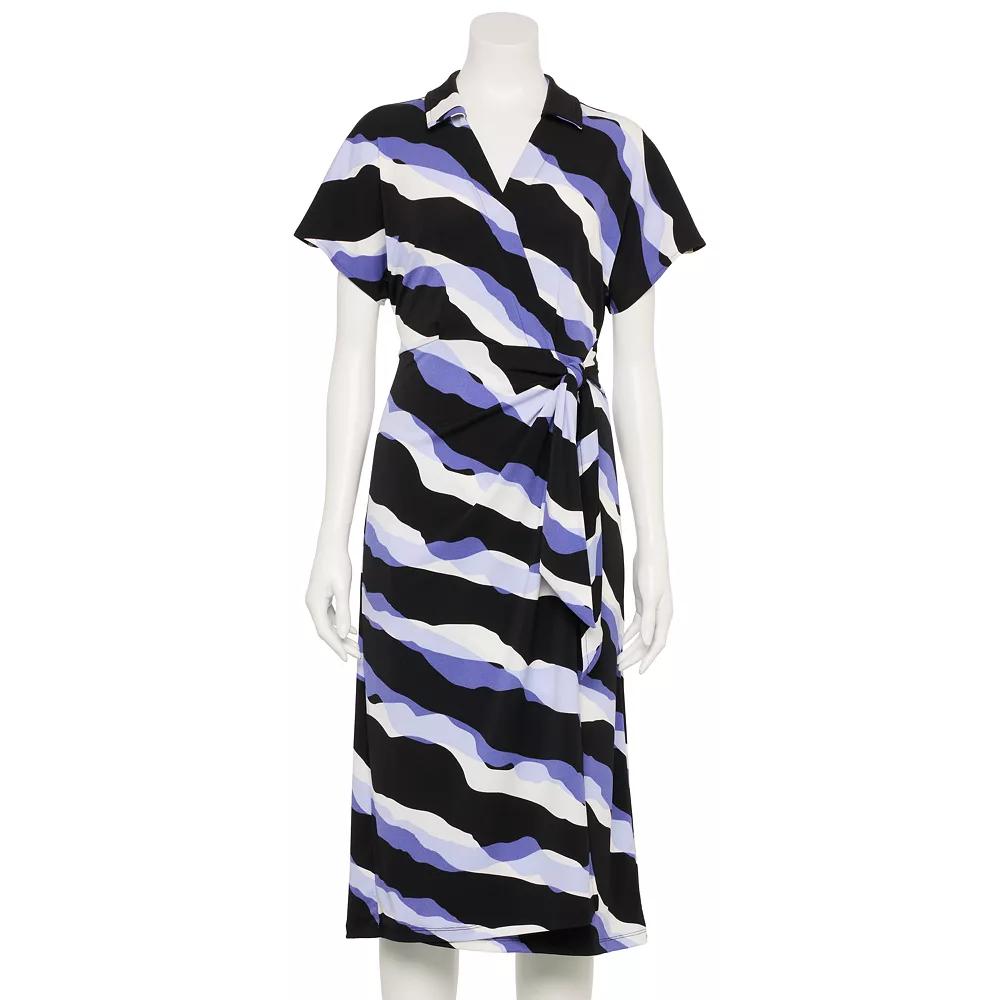 Women's Nine West Adaptive Dolman Sleeve Wrap Dress, Size: XS, Rocky Diagonal Product Image