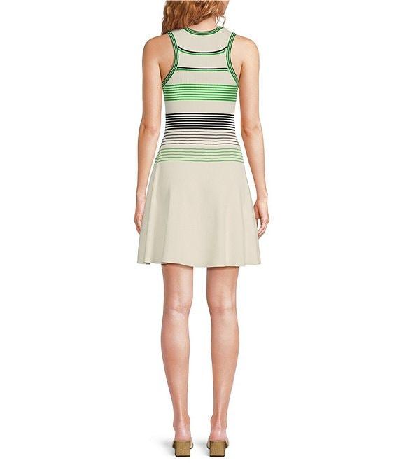 Trina Turk Veronika Stripe Pattern Scoop Neck Sleeveless Mini Dress Product Image