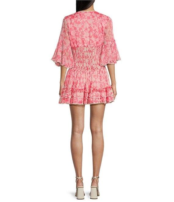 C&V Chelsea & Violet Printed Smocked Waist Mini Dress Product Image