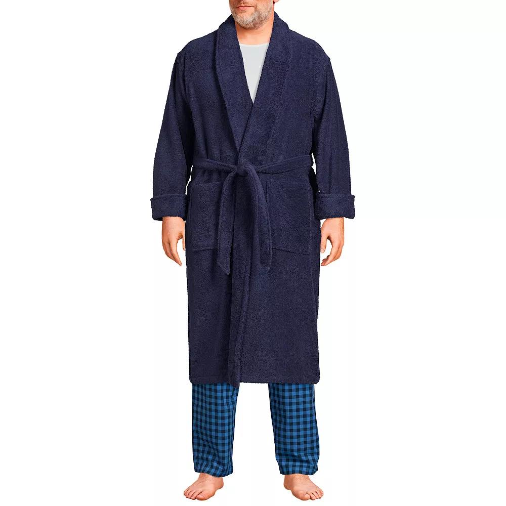 Big & Tall Lands' End Turkish Terry Calf-Length Robe, Men's,  Product Image