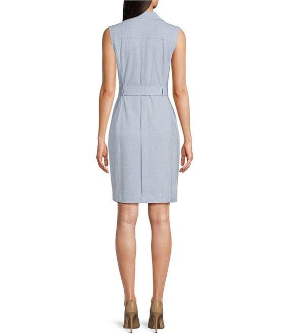 Calvin Klein Sleeveless Collar Neck Fitted Coat Jacket Dress Product Image