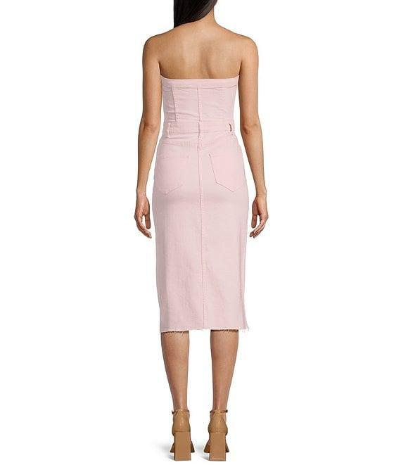 GB Strapless Denim Raw Hem Midi Dress Product Image