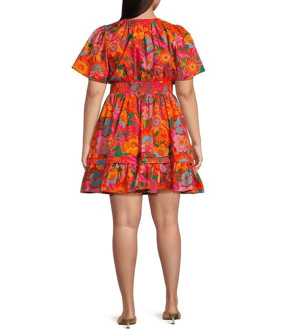 Sugarlips Plus Idalia Floral Miller Poplin Short Sleeve Dress Product Image