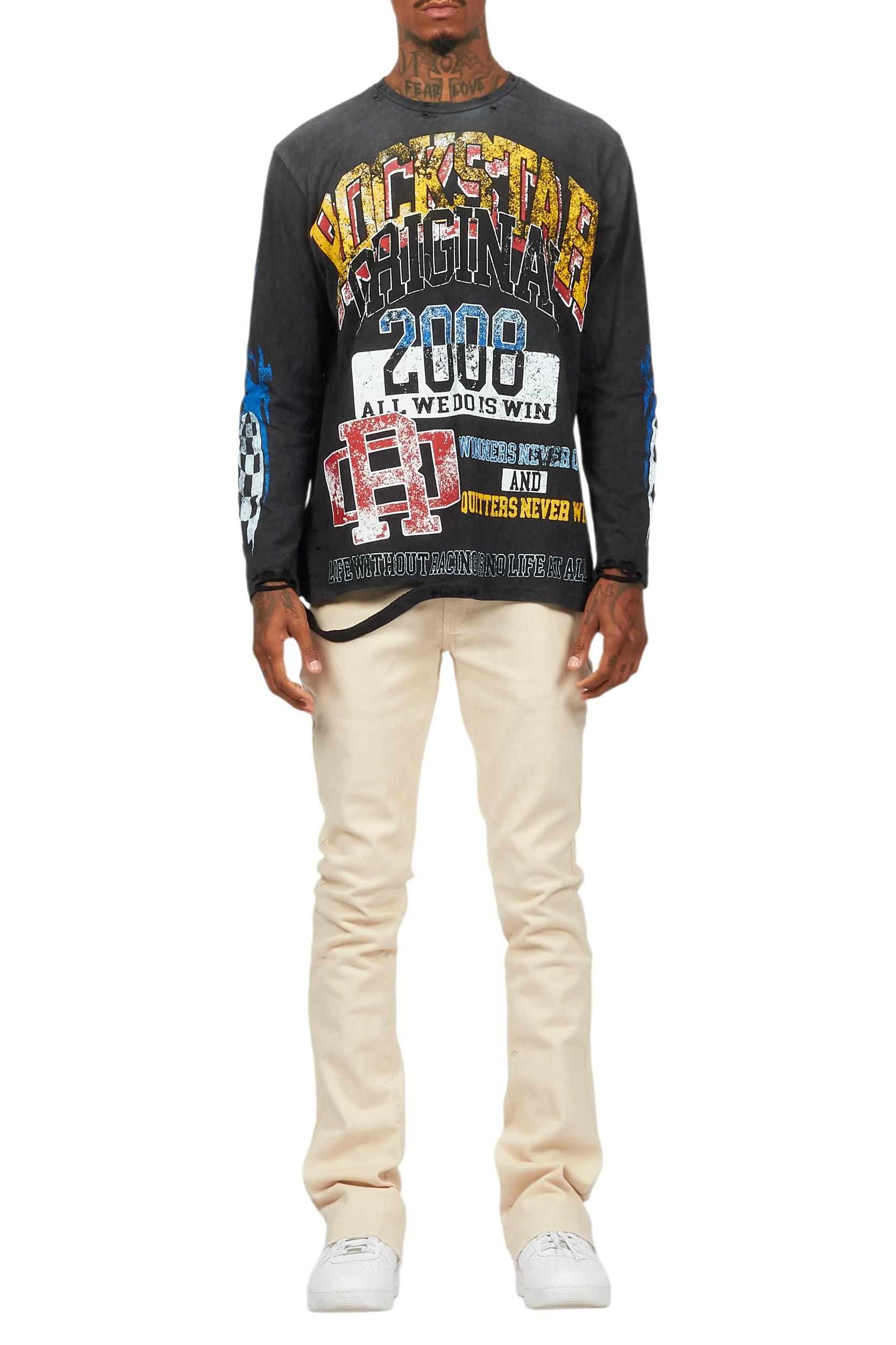 Dag Beige Stacked Flare Jean Male Product Image