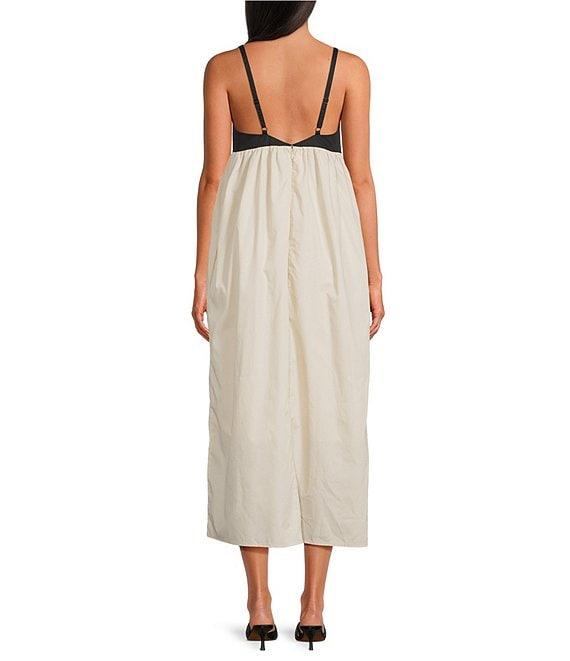 Steve Madden Emmaline Poplin Colorblock Square Neck Empire Waist Midi Dress Product Image