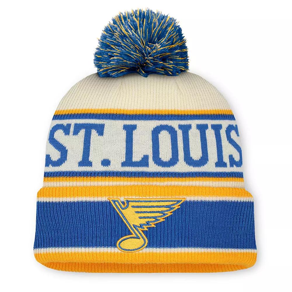 Men's Fanatics Blue/Cream St. Louis Blues 2025 NHL Winter Classic Cuffed Knit Hat with Pom Product Image