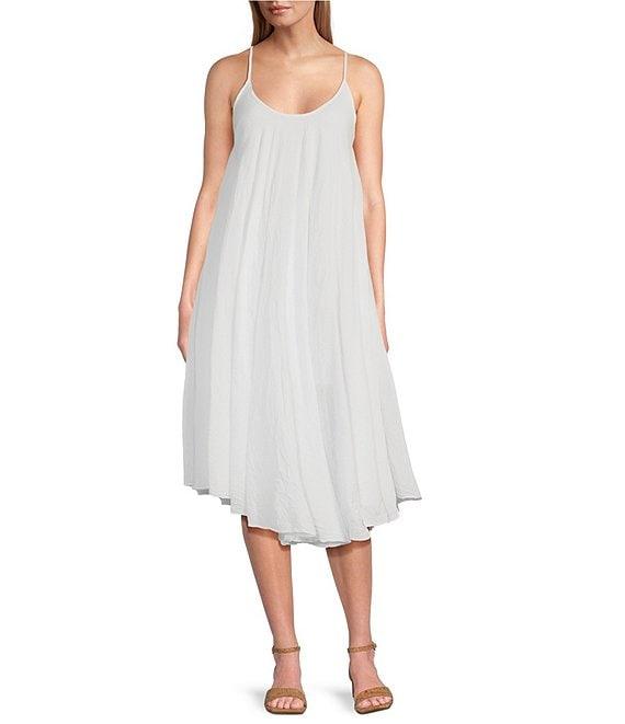 M Made in Italy Two-Piece Crew Neck Elbow Sleeve Crop Top Sun Slip Midi Dress Product Image