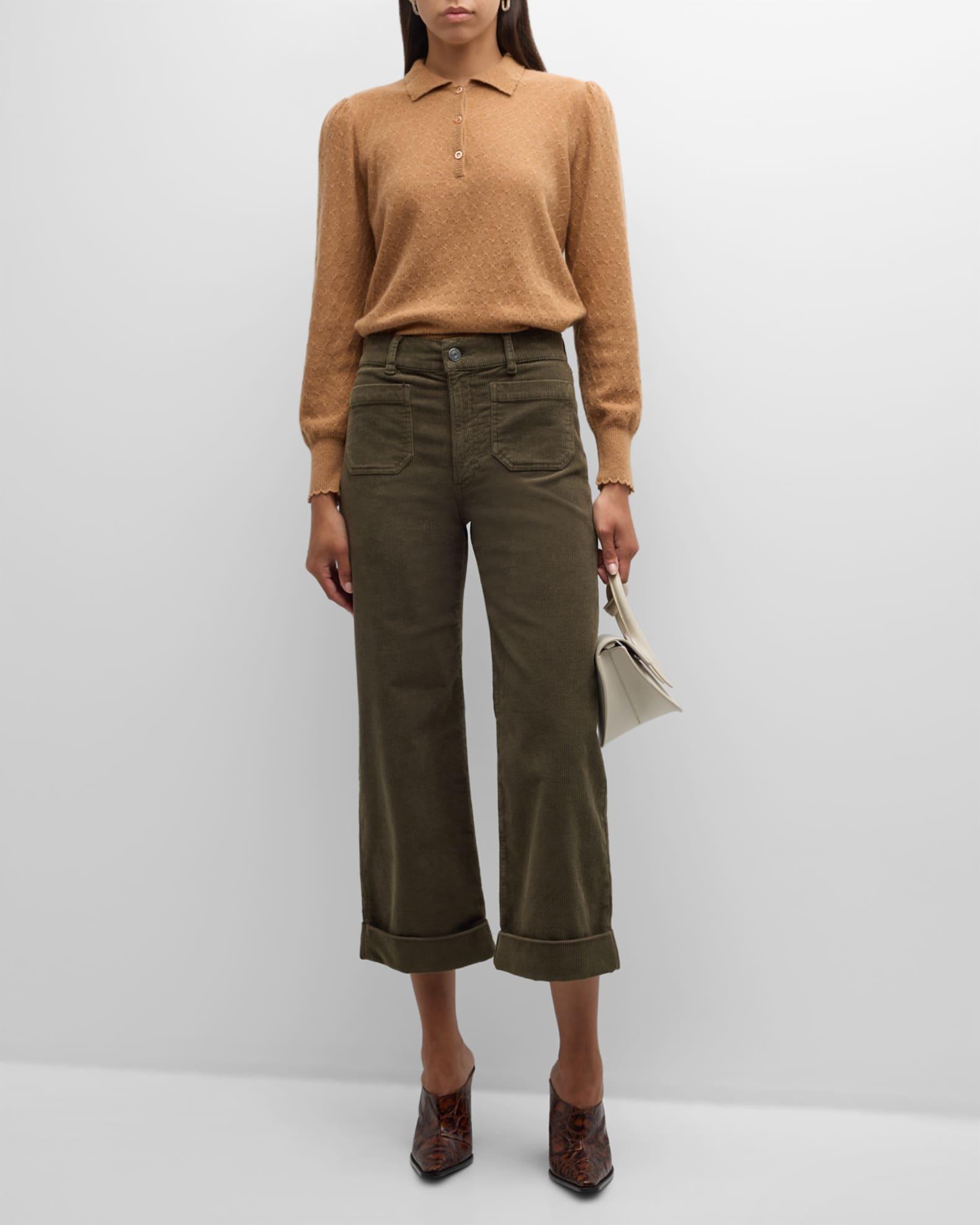 Scalloped Cashmere Polo Sweater Product Image