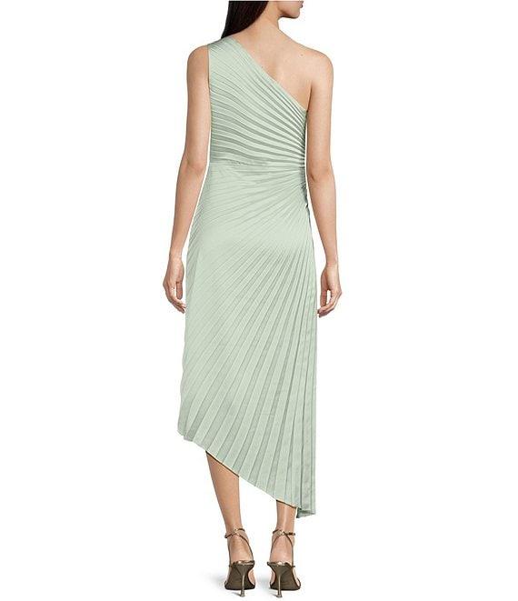 Belle by Badgley Mischka Kelsey Sleeveless One Shoulder Asymmetric Fit and Flare Midi Dress Product Image