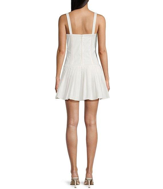 City Vibe Sleeveless Bustier Bodice Pleated Drop Waist Mini Dress Product Image