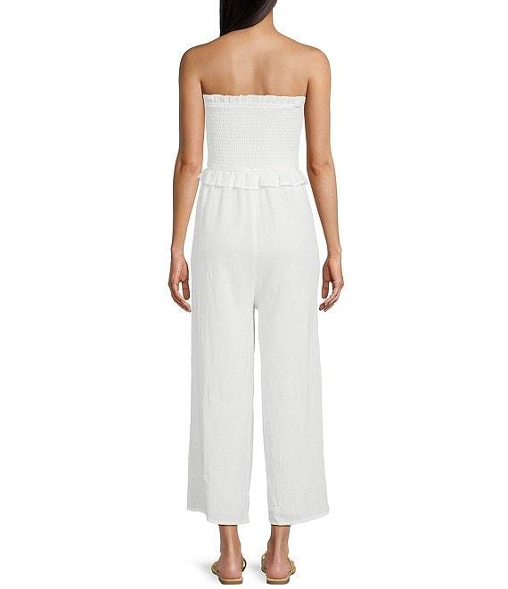 Sadie & Sage Strapless Smocked Bodice Wide Leg Jumpsuit Product Image