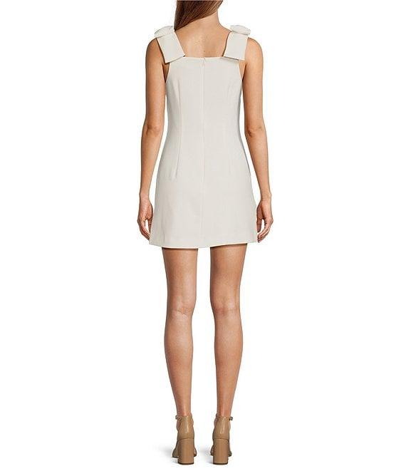 French Connection Whisper Square Neck Tie Bow Straps Sleeveless Sheath Dress Product Image