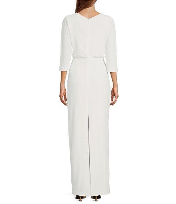 Belle by Badgley Mischka Naomi Stretch Crepe 3/4 Sleeve High Neck Maxi Dress Product Image