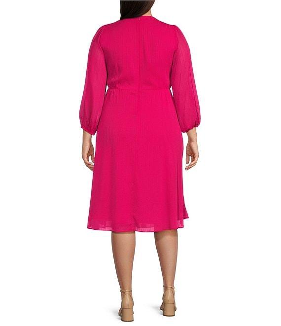 Moda Tara Plus Size Chiffon Ruffled Faux Wrap Dress Product Image