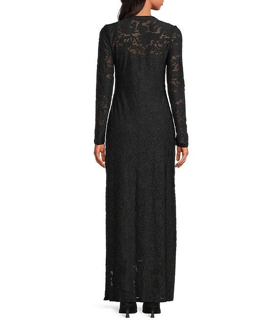 Splendid Cecelia Knit Floral Round Neck Long Sleeve Bodycon Maxi Dress Product Image