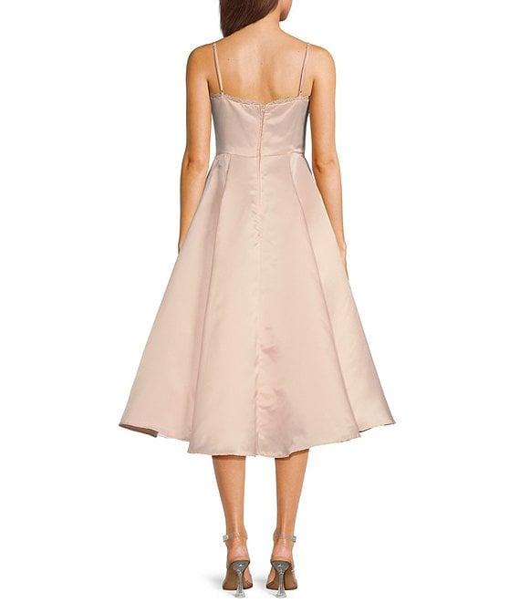 B. Darlin Sweetheart Neck Lace Trim Spaghetti Strap Midi Party Dress Product Image