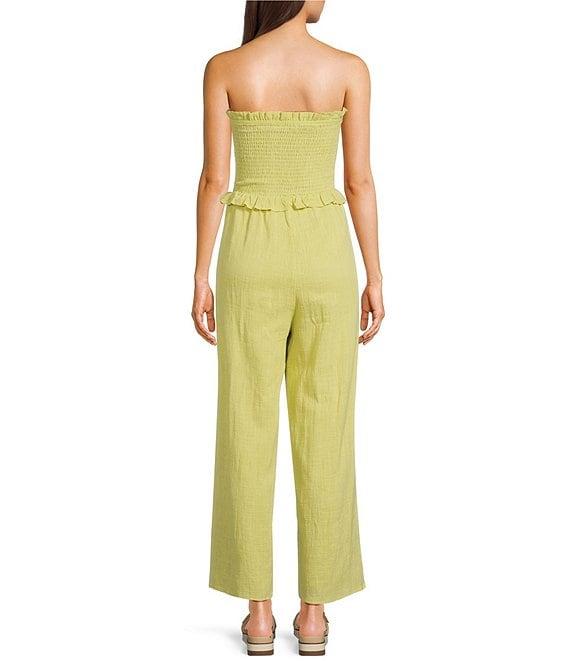 Sadie & Sage Strapless Smocked Bodice Wide Leg Jumpsuit Product Image