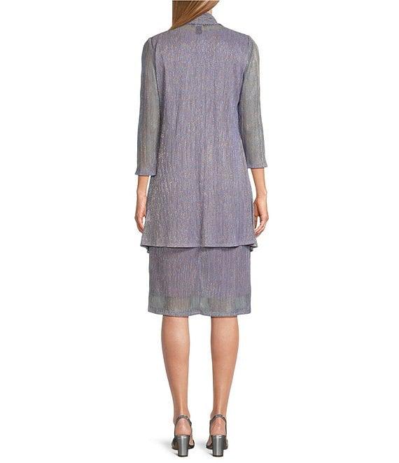 R & M Richards 3/4 Sleeve Crinkled Jacket Dress Product Image