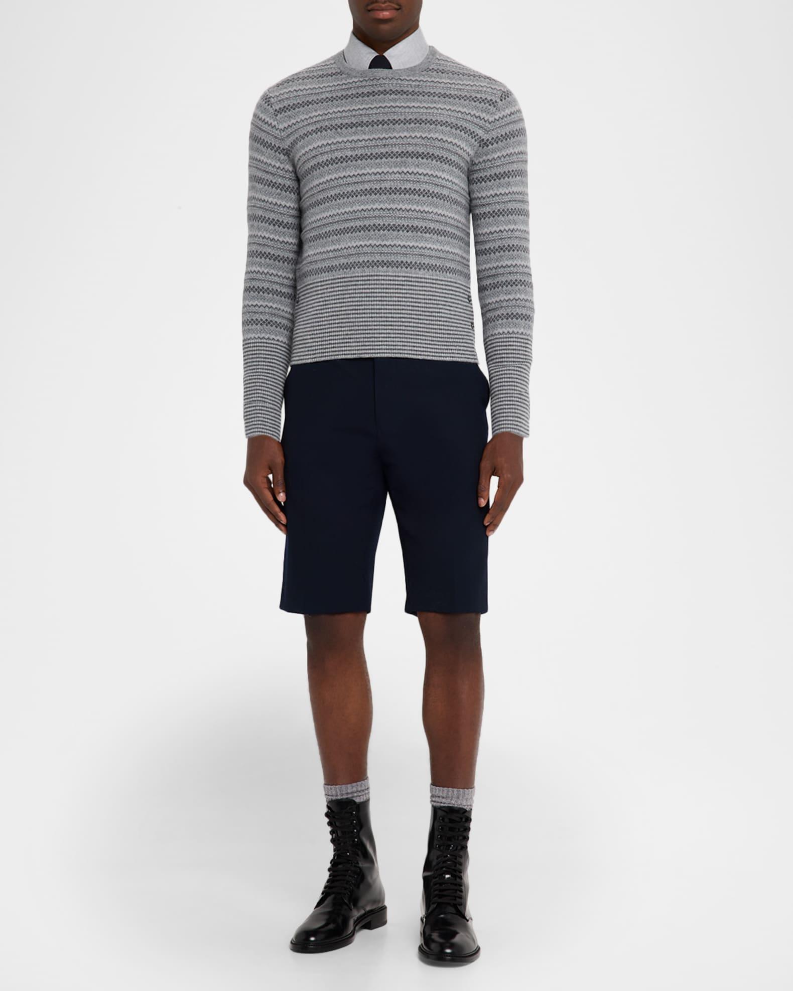 Men's Cashmere Jacquard Multi-Stripe Crewneck Sweater Product Image