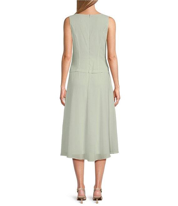 Jessica Howard Floral Print Chiffon Jacket Midi Dress Product Image