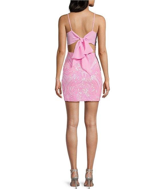 B. Darlin Pattern Sequin Bow Back Bodycon Dress Product Image